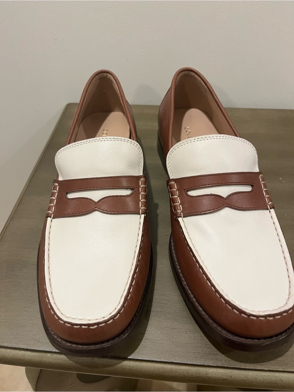 Cole Haan Lana Lux Remastered Penny Loafers Women’s 9C Brown Ivory Leather
